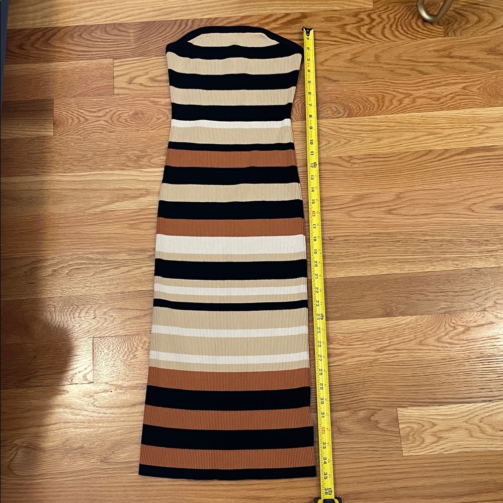 House of Harlow knit Striped Strapless Dress